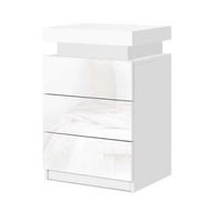 Detailed information about the product Artiss Bedside Table LED 3 Drawers - COLEY White