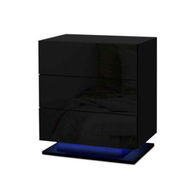 Detailed information about the product Artiss Bedside Table LED 3 Drawers - MORI Black