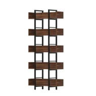 Detailed information about the product Artiss Bookshelf 5-Tier Bookcase Display Shelves Metal Storage Stand Rack Walnut