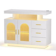 Detailed information about the product Artiss Buffet Sideboard Cabinet LED Clear Door Kitchen Storage Drawers White