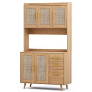 Detailed information about the product Artiss Buffet Sideboard Hutch Storage Cabinet Kitchen Cupboard Hooks Rattan Pine
