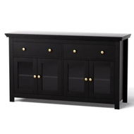 Detailed information about the product Artiss Buffet Sideboard Storage Cabinet Kitchen Cupboard Clear Door Drawer Black
