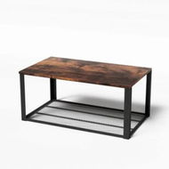 Detailed information about the product Artiss Coffee Table 2-Tier Rustic Brown 104CM