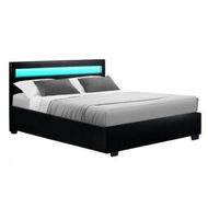 Detailed information about the product Artiss Cole LED Bed Frame PU Leather Gas Lift Storage - Black Double