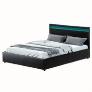 Detailed information about the product Artiss Cole LED Bed Frame PU Leather Gas Lift Storage - Black Queen