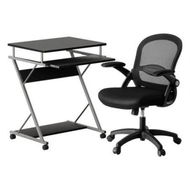 Detailed information about the product Artiss Computer Desk Mesh Office Chair Set Desks with Keyboard Shelf Try Black