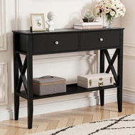Detailed information about the product Artiss Console Table 2 Drawers 100CM Black