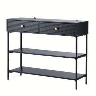 Artiss Console Table 3-Tier Black