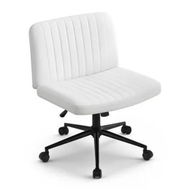 Detailed information about the product Artiss Criss Cross Chair with Wheels Wide Cross Legged Office Desk Vanity Chair PU Leather, Armless Height Adjustable Swivel Home Office Chair for Home Computer Task, White