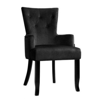 Artiss Dining Chair Velvet French Provincial Armchair Black