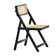 Detailed information about the product Artiss Dining Chair Wooden Rattan Foldable Black