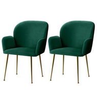 Detailed information about the product Artiss Dining Chairs Set of 2 Velvet Armchair Green