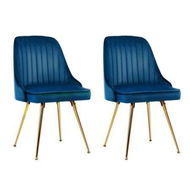 Detailed information about the product Artiss Dining Chairs Set of 2 Velvet Channel Tufted Blue