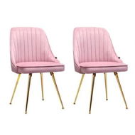 Detailed information about the product Artiss Dining Chairs Set of 2 Velvet Channel Tufted Pink