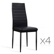 Detailed information about the product Artiss Dining Chairs Set of 4 Leather Channel Tufted Black