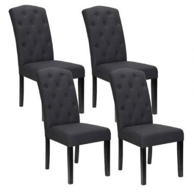 Artiss Dining Chairs Set of 4 Linen Parsons Chair Dark Grey