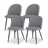 Detailed information about the product Artiss Dining Chairs Set of 4 Linen Solid Curved Houndstooth