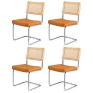 Detailed information about the product Artiss Dining Chairs Set of 4 PU Leather Rattan Cantilever Brown