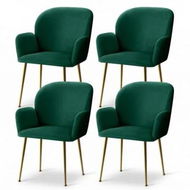 Detailed information about the product Artiss Dining Chairs Set of 4 Velvet Armchair Green