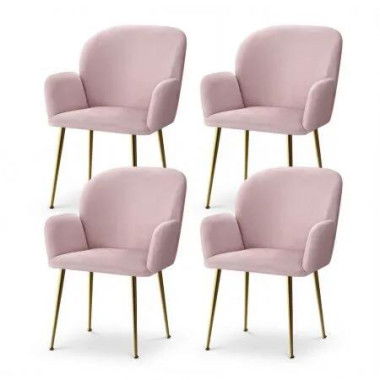 Artiss Dining Chairs Set of 4 Velvet Armchair Pink