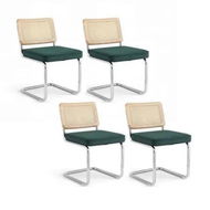 Detailed information about the product Artiss Dining Chairs Set of 4 Velvet Rattan Cantilever Green