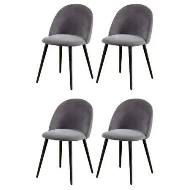 Artiss Dining Chairs Set of 4 Velvet Solid Curved Dark Grey