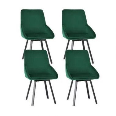 Artiss Dining Chairs Set of 4 Velvet Swivel Base Green