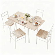 Detailed information about the product Artiss Dining Table and Chairs Set 5pcs Foldable Kitchen Furniture Natural White