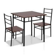 Detailed information about the product Artiss Dining Table And Chairs Set fo 3 Walnut