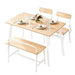 Artiss Dining Table and Chairs Set of 4 Bench Kitchen Furniture Natural and White. Available at Crazy Sales for $214.95