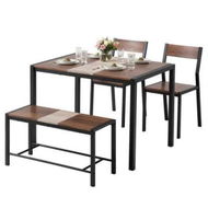 Detailed information about the product Artiss Dining Table and Chairs Set of 4 Bench Kitchen Furniture Rustic Brown