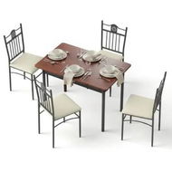 Detailed information about the product Artiss Dining Table and Chairs Set of 5 Compact Kitchen Furniture Upholstered