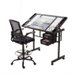 Artiss Drawing Table with Ergonomic Office Chair, Drafting Tables with Tempered Glass Desktop, Removable Drawers, Drafting Stool with Height Adjustable for Artwork Painting Studio. Available at Crazy Sales for $269.95