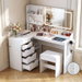 Artiss Dressing Table Corner Vanity Desk Set Stool LED Charging Station White. Available at Crazy Sales for $279.95