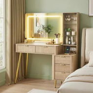 Detailed information about the product Artiss Dressing Table LED Vanity Desk Charging Station Wood