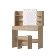 Detailed information about the product Artiss Dressing Table Set Stool 10 Led Bulbs Wood