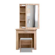 Detailed information about the product Artiss Dressing Table Stool Set Sliding Mirror Oak Demi