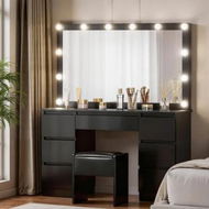 Detailed information about the product Artiss Dressing Table Vanity Desk Set Stool 12 Led Bulbs Black