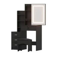 Detailed information about the product Artiss Dressing Table Vanity Desk Set Stool Led Black