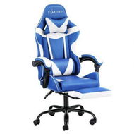 Detailed information about the product Artiss Gaming Office Chair Executive Computer Leather Chairs Footrest Blue White