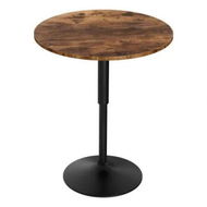 Detailed information about the product Artiss Height Adjustable Bar Table 360 Swivel Round Gaslift Design 60cm Rustic Brown Black