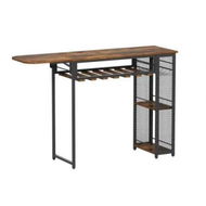 Detailed information about the product Artiss Industrial Bar Table with Wine Rack Built-in Cup Holder Extendable 140cm