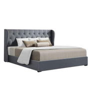 Detailed information about the product Artiss Issa Bed Frame Fabric Gas Lift Storage - Grey King