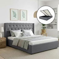 Detailed information about the product Artiss King Bed Frame Storage Tufted Headboard Gas Lift Base Grey