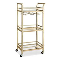 Detailed information about the product Artiss Kitchen Island Cart Trolley Rolling Serving Storage Wine Glass 43cm Gold