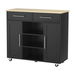 Artiss Kitchen Island Trolley Rolling Serving Cart Storage Drawer Cabinet 100cm Black. Available at Crazy Sales for $209.95