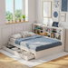 Artiss Noise-Free White Farmhouse Solid Wood Double Platform Bed Frame with Storage Headboard, Charging Station and Drawers for Bedroom and Apartment. Available at Crazy Sales for $349.95