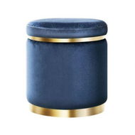 Detailed information about the product Artiss Ottoman Foot Stool Round Velvet Navy