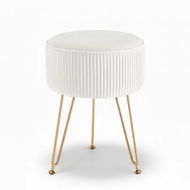 Detailed information about the product Artiss Ottoman Foot Stool Vanity Velvet Round White