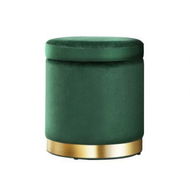 Detailed information about the product Artiss Ottoman Storage Foot Stool Round Velvet Green